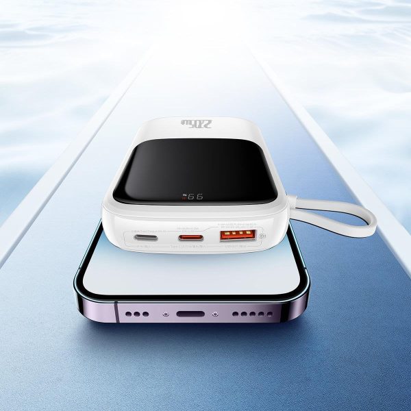 PowerBank ar ātru uzlādi 1000mAh 22,5W QC-PD-SCP-FCP USB-C kabeļa baltais