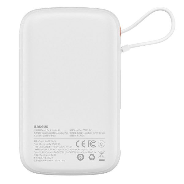 PowerBank ar ātru uzlādi 1000mAh 22,5W QC-PD-SCP-FCP USB-C kabeļa baltais