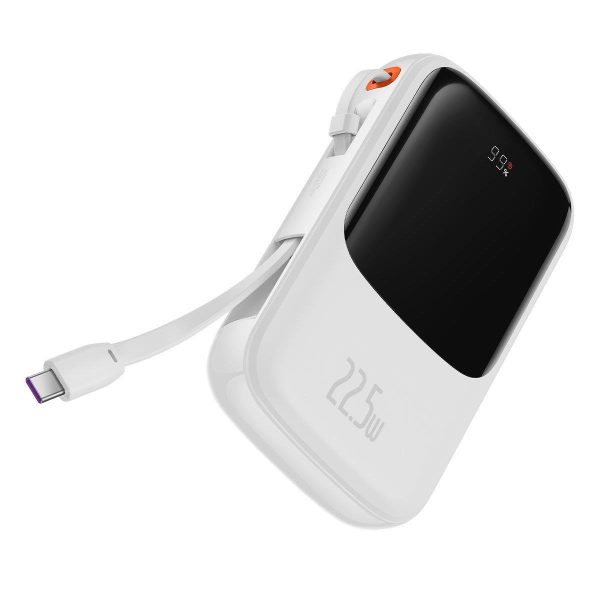 PowerBank ar ātru uzlādi 1000mAh 22,5W QC-PD-SCP-FCP USB-C kabeļa baltais