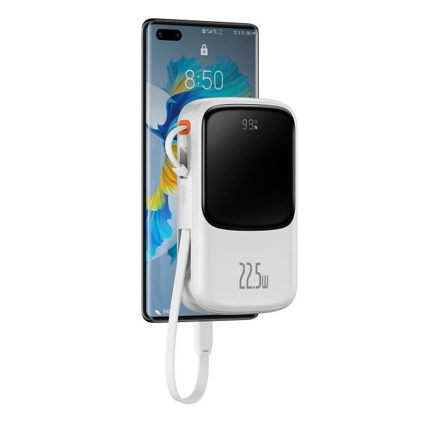 PowerBank ar ātru uzlādi 1000mAh 22,5W QC-PD-SCP-FCP USB-C kabeļa baltais