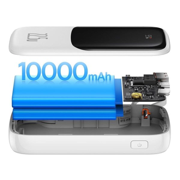 PowerBank ar ātru uzlādi 1000mAh 22,5W QC-PD-SCP-FCP USB-C kabeļa baltais