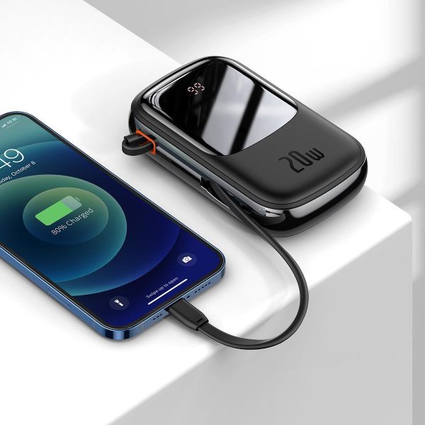 PowerBank ar ātru uzlādi 20000mAh 20W QC-PD-SCP-FCP kabeļa iPhone Lightning Black