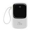 PowerBank ar ātru uzlādi 20 000 mAh 20W QC-PD-SCP-FCP kabeļa iPhone Lightning White White