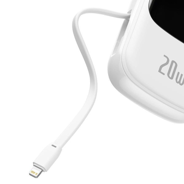 PowerBank ar ātru uzlādi 20 000 mAh 20W QC-PD-SCP-FCP kabeļa iPhone Lightning White White
