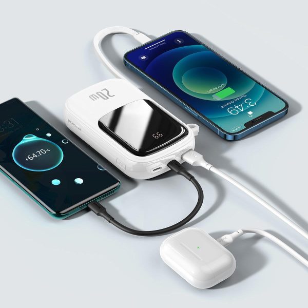 PowerBank ar ātru uzlādi 20 000 mAh 20W QC-PD-SCP-FCP kabeļa iPhone Lightning White White