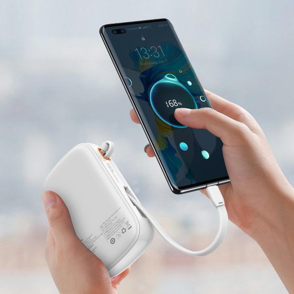 PowerBank ar ātru uzlādi 20 000 mAh 22,5W QC-PD-SCP-FCP USB-C kabeļa baltais