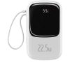 PowerBank ar ātru uzlādi 20 000 mAh 22,5W QC-PD-SCP-FCP USB-C kabeļa baltais
