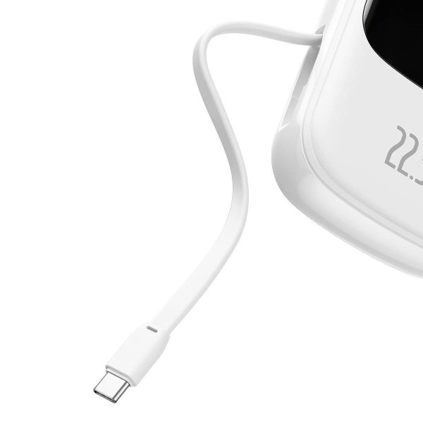 PowerBank ar ātru uzlādi 20 000 mAh 22,5W QC-PD-SCP-FCP USB-C kabeļa baltais