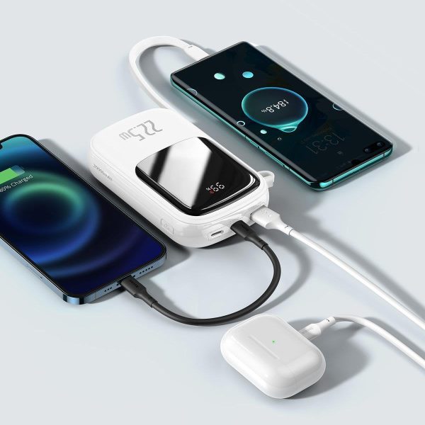 PowerBank ar ātru uzlādi 20 000 mAh 22,5W QC-PD-SCP-FCP USB-C kabeļa baltais