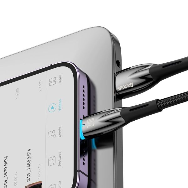 Glimer Series USB-A iPhone Lightning 480MB-S 2,4A 2m melns