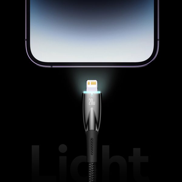 Glimer Series USB-A iPhone Lightning 480MB-S 2,4A 2m melns