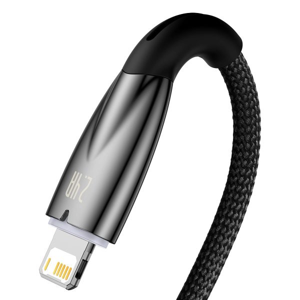 Glimer Series USB-A iPhone Lightning 480MB-S 2,4A 2m melns