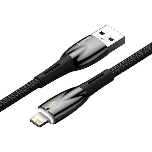 Glimer Series USB-A iPhone Lightning 480MB-S 2,4A 2m melns