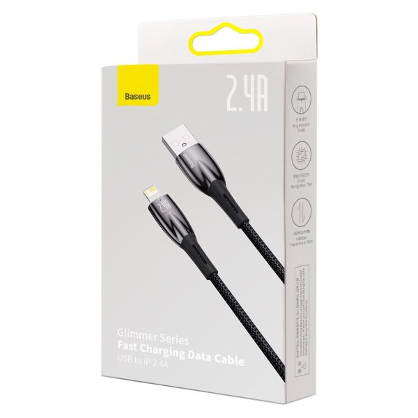 Glimer Series USB-A iPhone Lightning 480MB-S 2,4A 2m melns