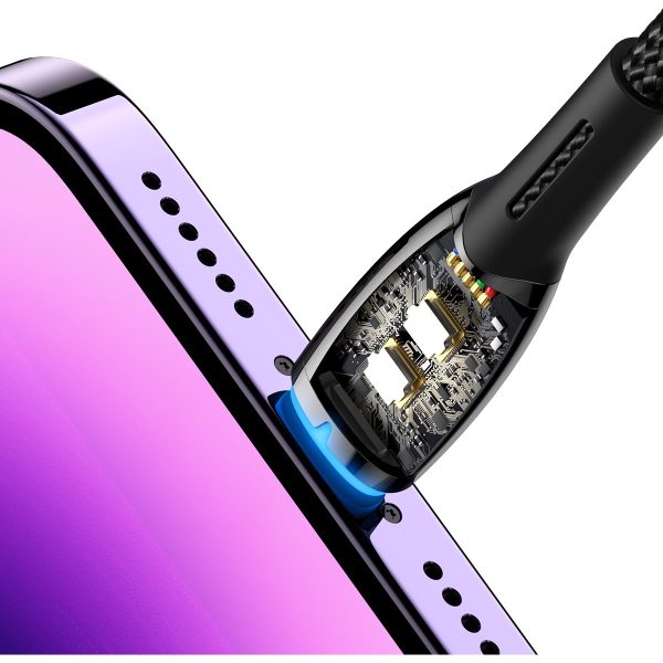 Glimer Series USB-A iPhone Lightning 480MB-S 2,4A 2m melns