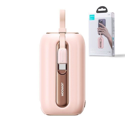 PowerBank 1000mah krāsainas sērijas 22.5W ar USB-C kabeļiem un iPhone zibens rozā