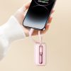 PowerBank 1000mah krāsainas sērijas 22.5W ar USB-C kabeļiem un iPhone zibens rozā