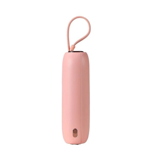 PowerBank 1000mah krāsainas sērijas 22.5W ar USB-C kabeļiem un iPhone zibens rozā