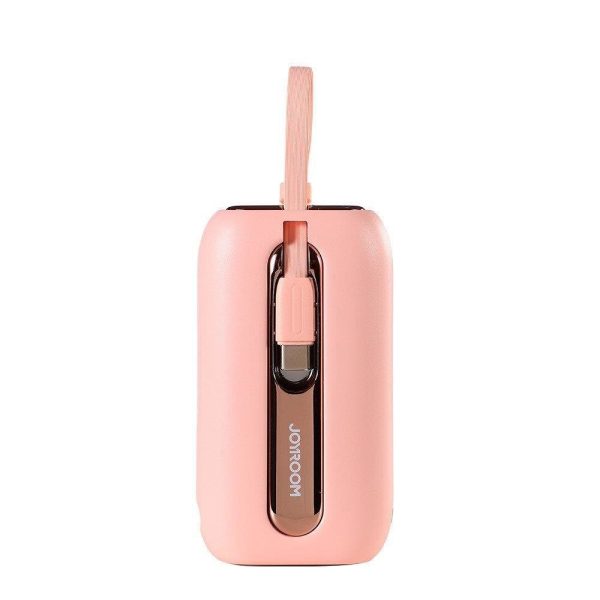 PowerBank 1000mah krāsainas sērijas 22.5W ar USB-C kabeļiem un iPhone zibens rozā