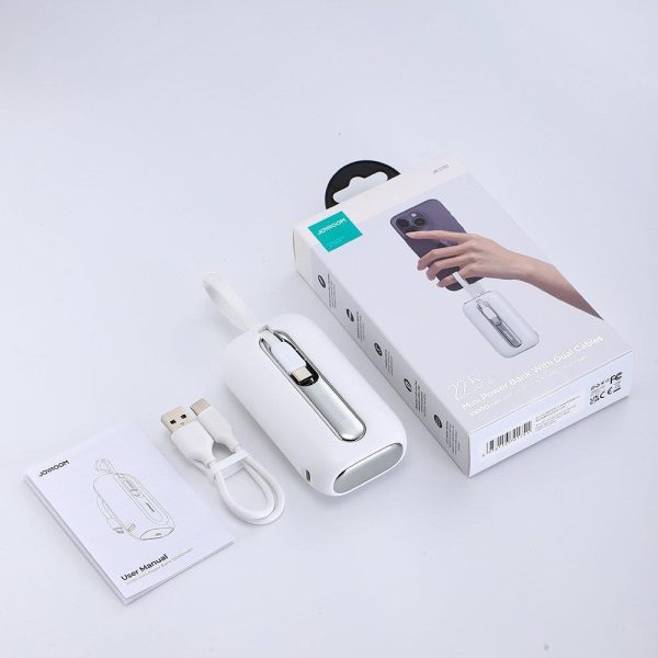 PowerBank 1000mah krāsainas sērijas 22.5W ar USB-C kabeļiem un iPhone zibens baltiem