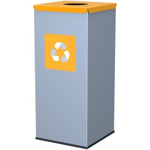 Metāla atkritumu tvertne segregācijas atkritumiem 30x30x70cm 60L plastmasas - dzeltenā vāka
