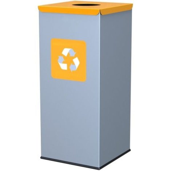 Metāla atkritumu tvertne segregācijas atkritumiem 30x30x70cm 60L plastmasas - dzeltenā vāka