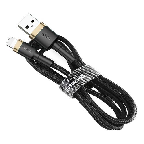 Izturīgs kabeļa USB pinums iPhone zibens QC3 1M - melns un zelts