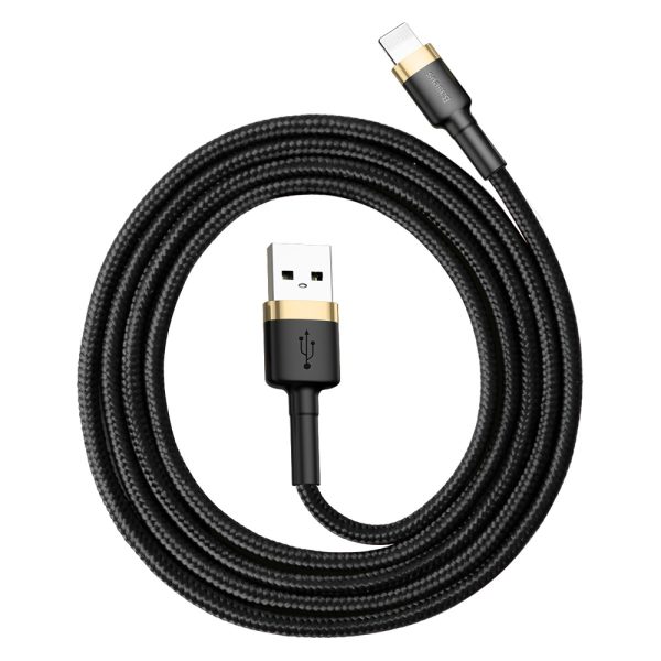 Izturīgs kabeļa USB pinums iPhone zibens QC3 1M - melns un zelts