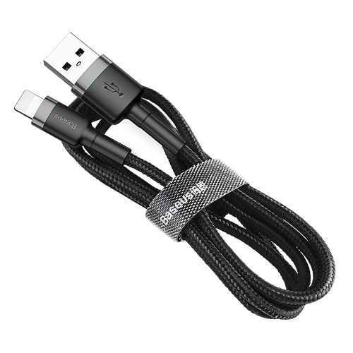 Izturīgs kabelis USB pīts kabelis iPhone zibens QC3 2M - melns