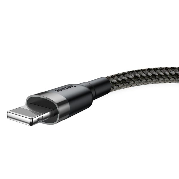 Izturīgs kabelis USB pīts kabelis iPhone zibens QC3 2M - melns