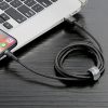 Izturīgs kabelis USB pīts kabelis iPhone zibens QC3 2M - melns
