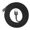 Izturīgs kabelis USB pīts kabelis iPhone zibens QC3 2M - melns