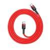 Izturīgs kabelis USB-C līdz USB-C QC3 1M pītā stieples sarkanā krāsā