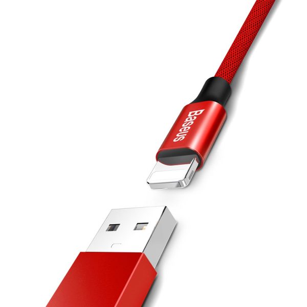 Kabelis Kabelis USB materiālā pītā - iPhone zibens 1,8 m - sarkans