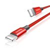 Kabelis Kabelis USB materiālā pītā - iPhone zibens 1,8 m - sarkans
