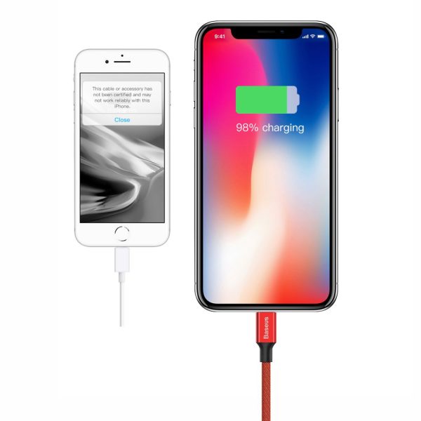 Kabelis Kabelis USB materiālā pītā - iPhone zibens 1,8 m - sarkans