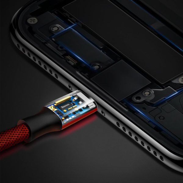 Kabelis Kabelis USB materiālā pītā - iPhone zibens 1,8 m - sarkans