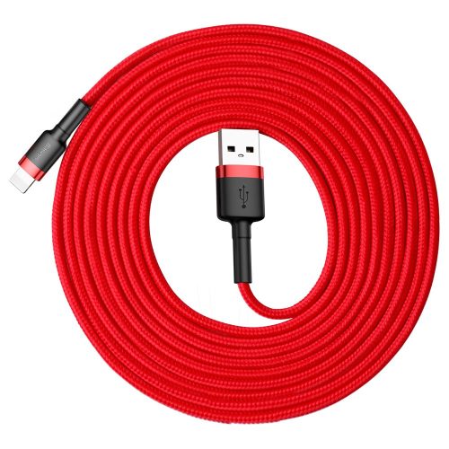 Izturīgs neilona kabeļa USB kabelis - iphone zibens qc3 3m - sarkans