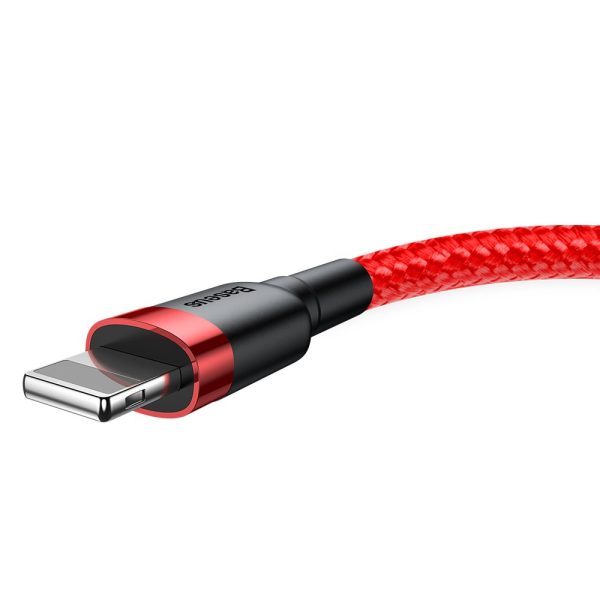 Izturīgs neilona kabeļa USB kabelis - iphone zibens qc3 3m - sarkans