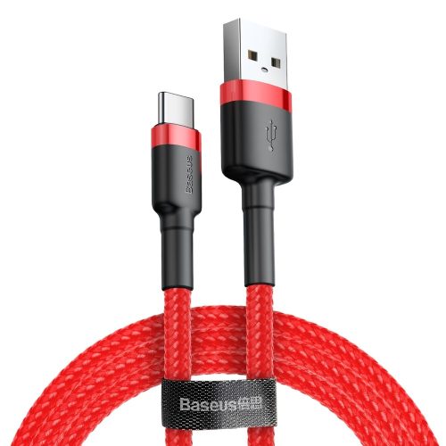 Izturīgs neilona kabelis USB kabelis - USB -C QC3 3M - Sarkanais