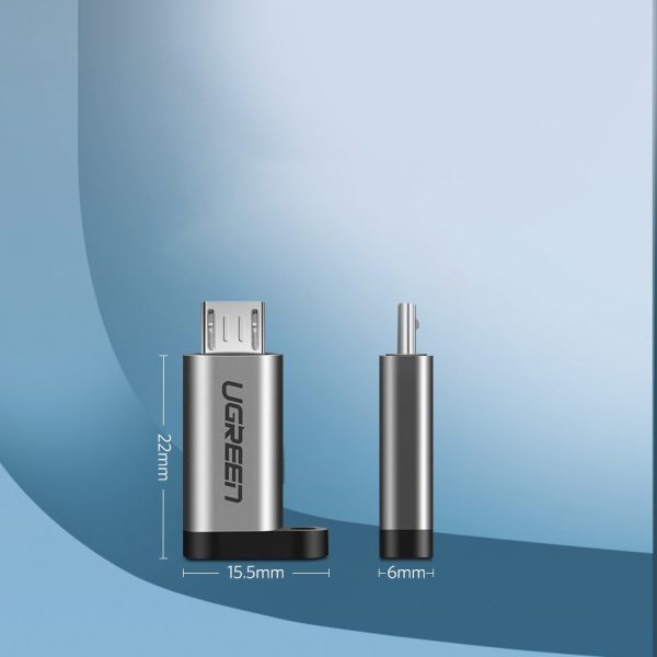 Adaptera adapteris no USB -C uz Micro USB - pelēku