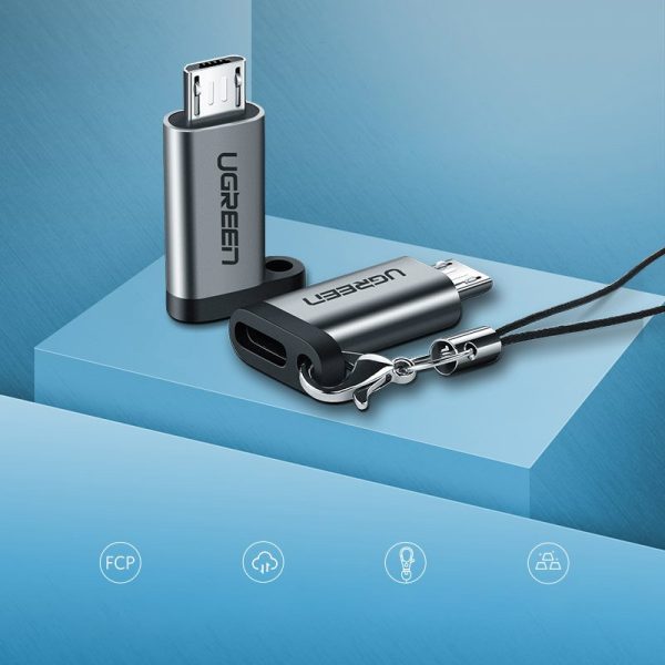Adaptera adapteris no USB -C uz Micro USB - pelēku
