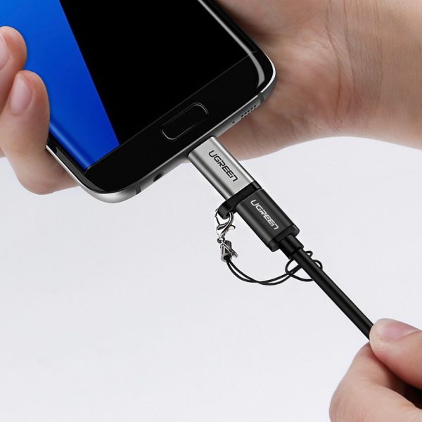 Adaptera adapteris no USB -C uz Micro USB - pelēku