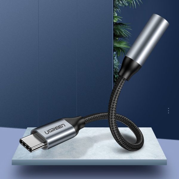5 mm uz USB -C 10cm - pelēks