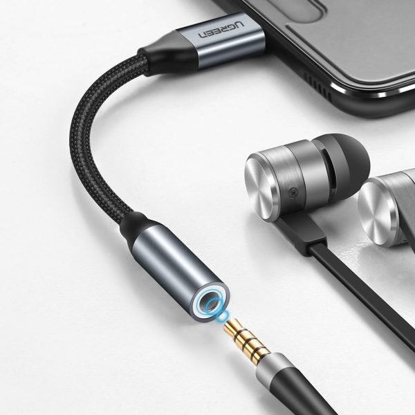 Adapteris austiņām ar mini ligzdu 3,5 mm uz USB -C 10cm - pelēks