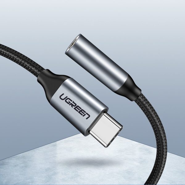 Adapteris austiņām ar mini ligzdu 3,5 mm uz USB -C 10cm - pelēks