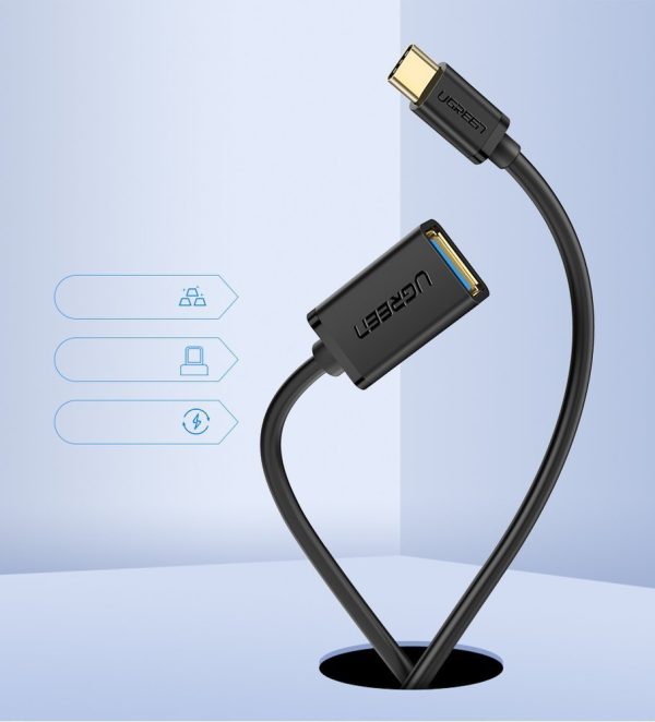Adaptera adapteris OTG kabelis ar USB 3.0 uz USB -C - melns