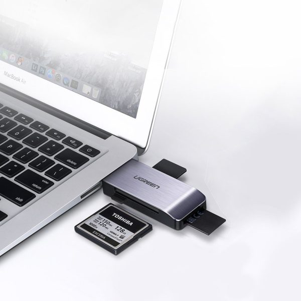 SD / MICRO SD / CF / CF / MS atmiņas karšu lasītājs USB 3.0 spraudnis - pelēks