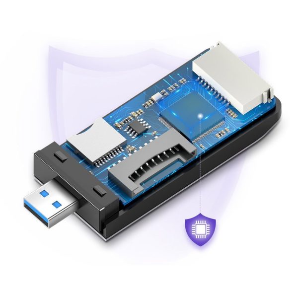 SD / MICRO SD / CF / CF / MS atmiņas karšu lasītājs USB 3.0 spraudnis - pelēks