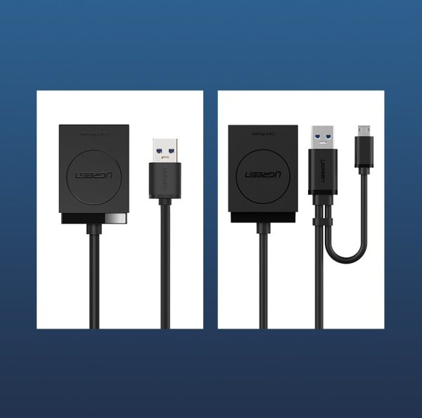 SD / MICRO SD atmiņas karšu lasītājs USB 3.0 15cm spraudnis - melns